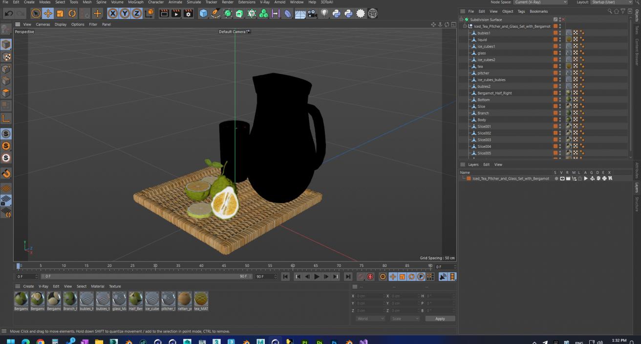 Iced Tea Pitcher and Glass Set with Bergamot 3D model