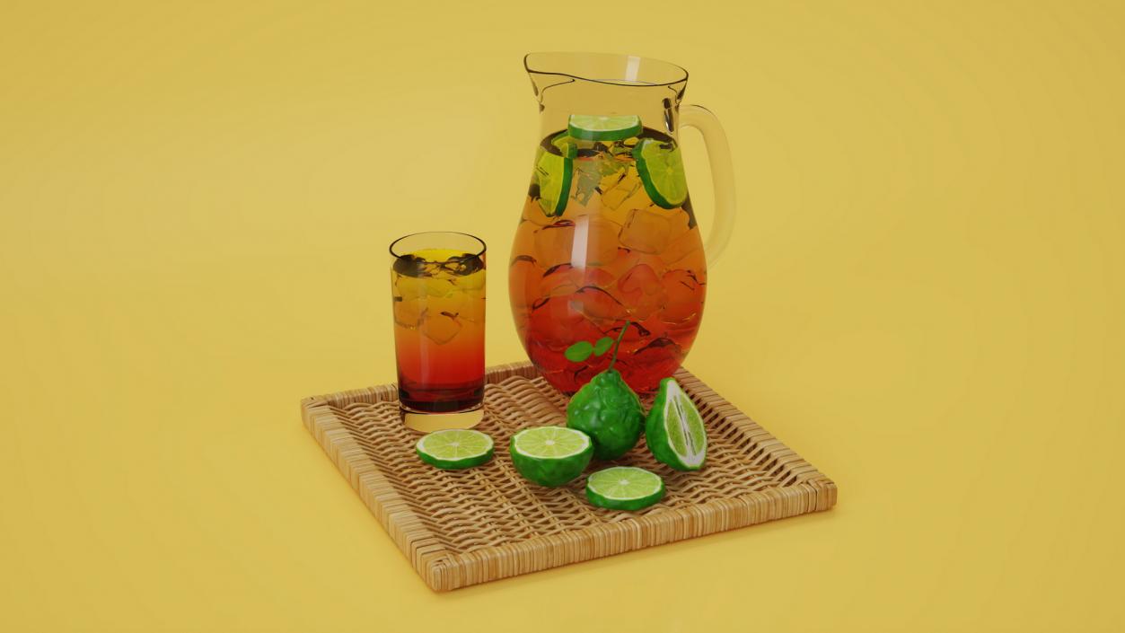 Iced Tea Pitcher and Glass Set with Bergamot 3D model