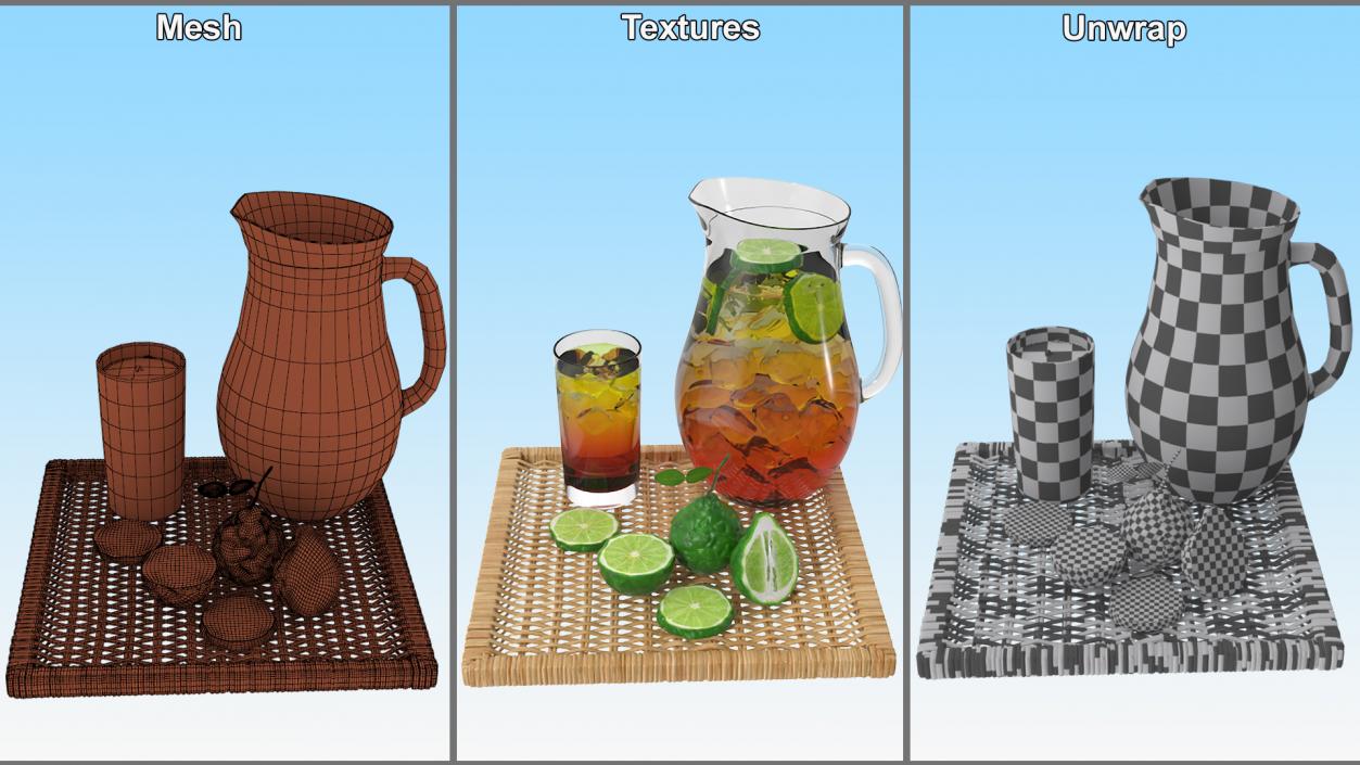 Iced Tea Pitcher and Glass Set with Bergamot 3D model