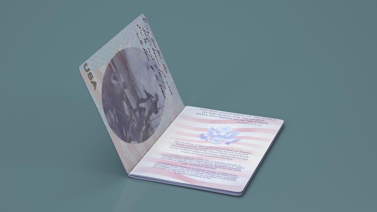 3D United States Passport Open Cover model