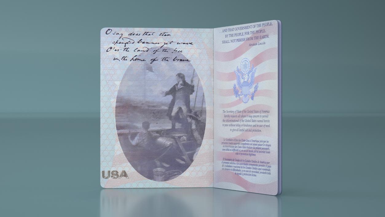 3D United States Passport Open Cover model