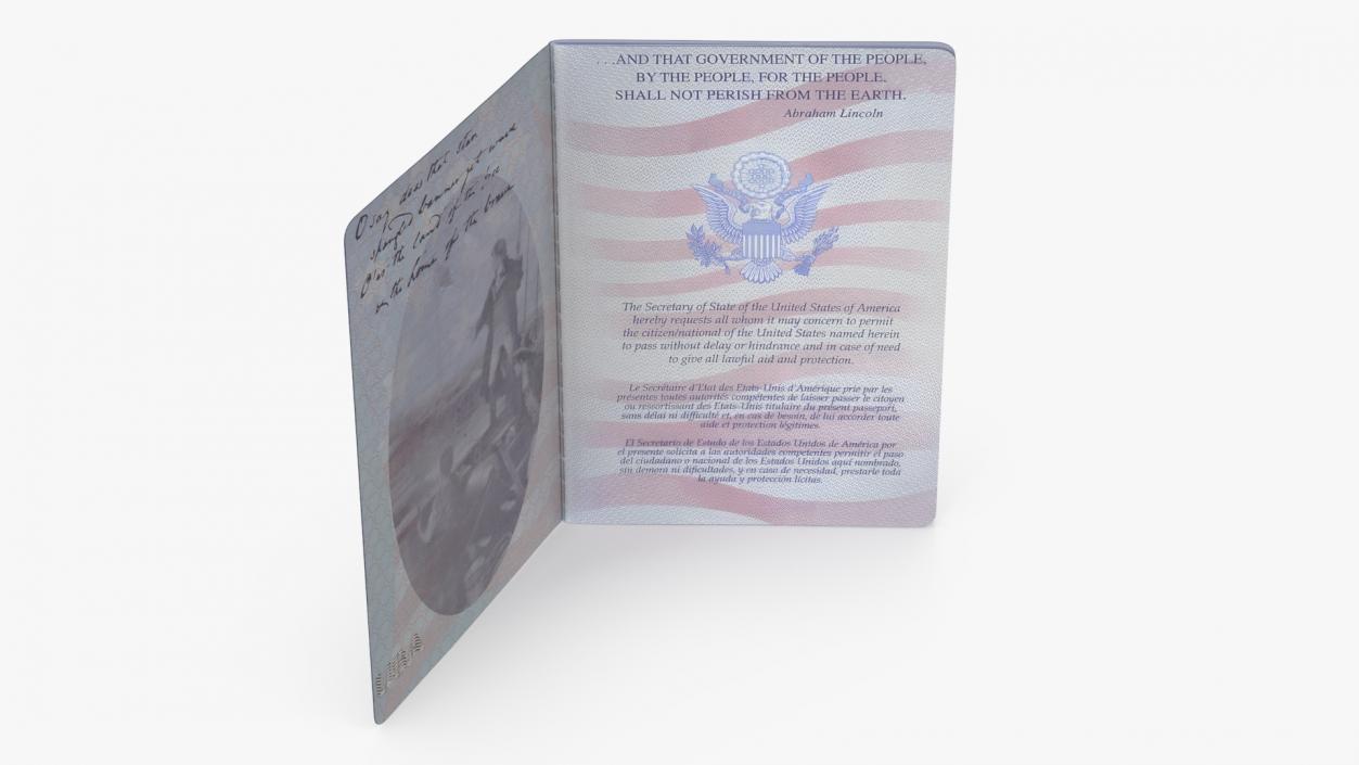 3D United States Passport Open Cover model