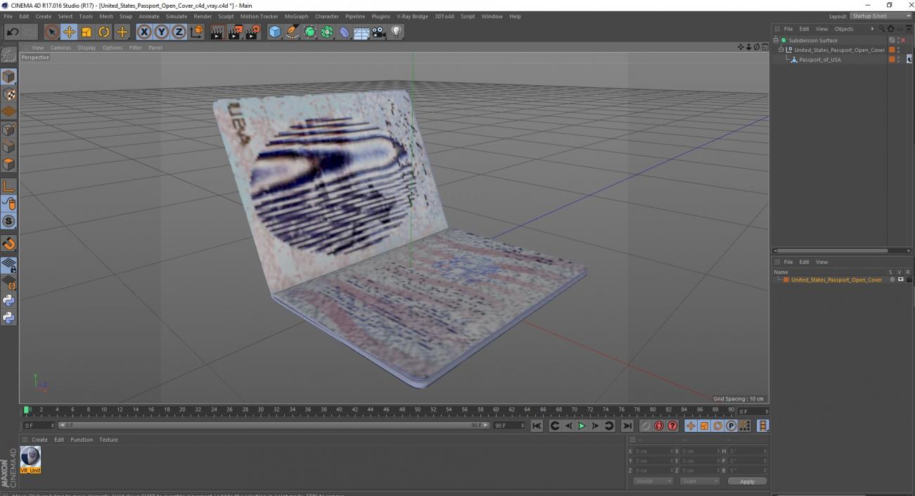3D United States Passport Open Cover model