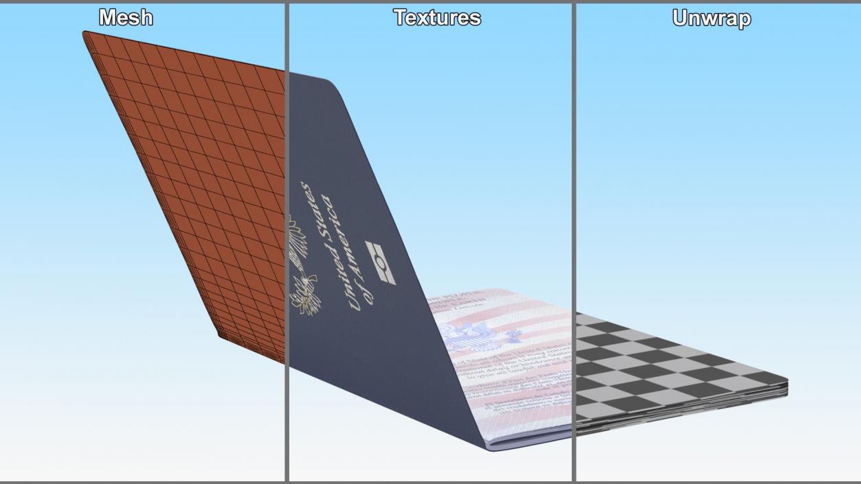 3D United States Passport Open Cover model