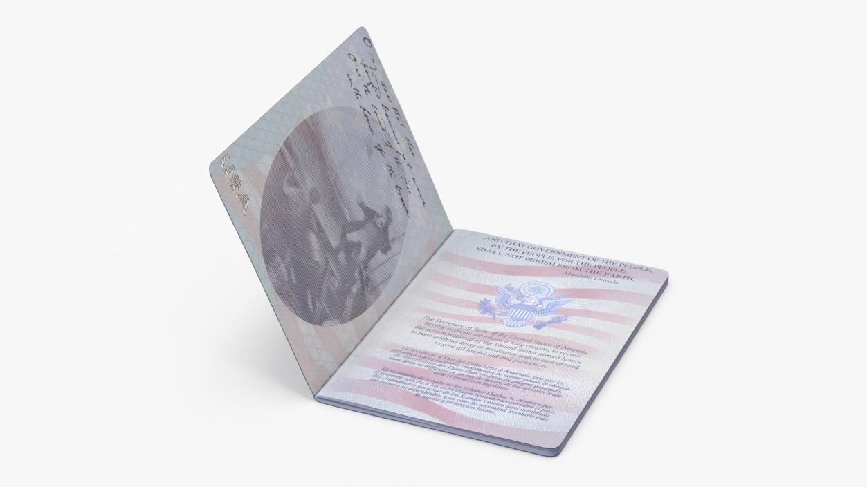 3D United States Passport Open Cover model