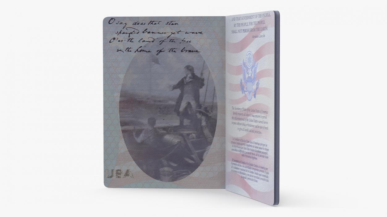 3D United States Passport Open Cover model