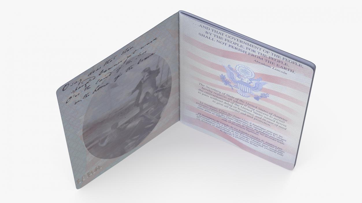 3D United States Passport Open Cover model