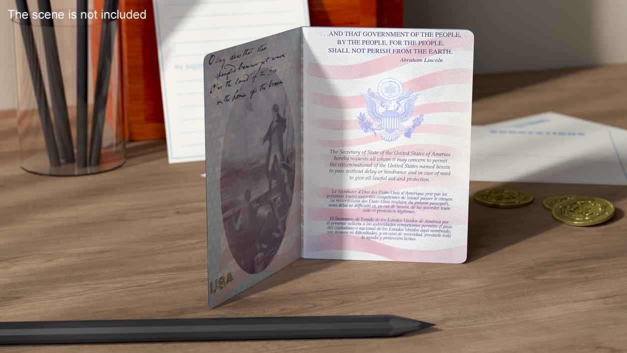 3D United States Passport Open Cover model