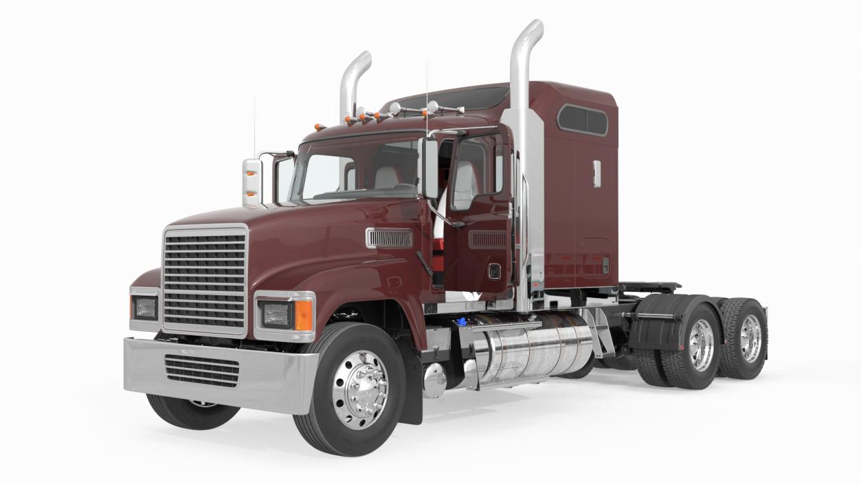 Freight Truck with Flatbed Semi Trailer 3D model