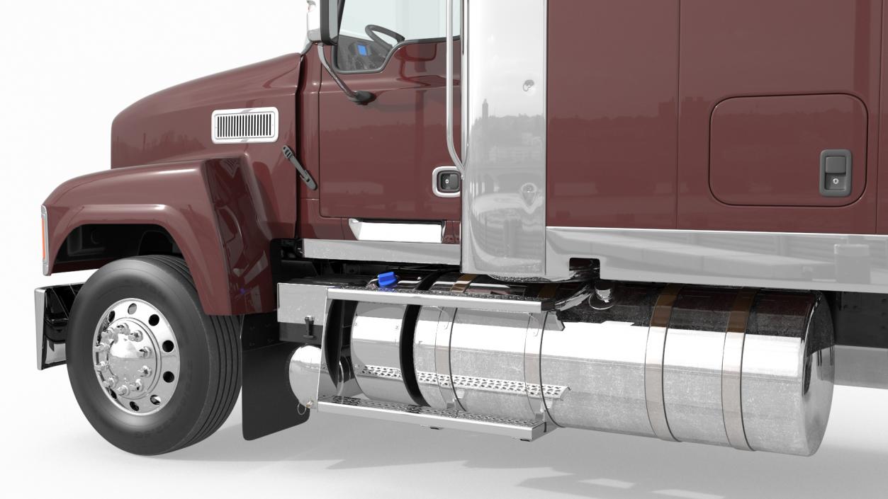 Freight Truck with Flatbed Semi Trailer 3D model