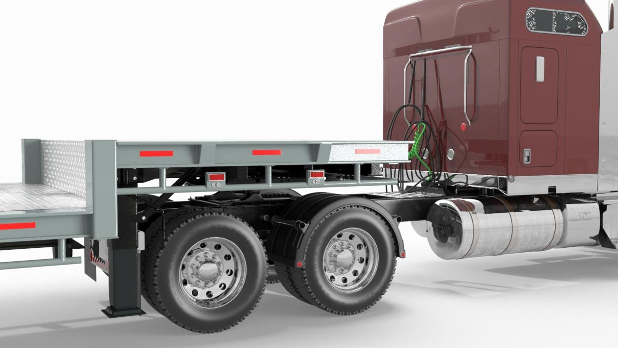 Freight Truck with Flatbed Semi Trailer 3D model