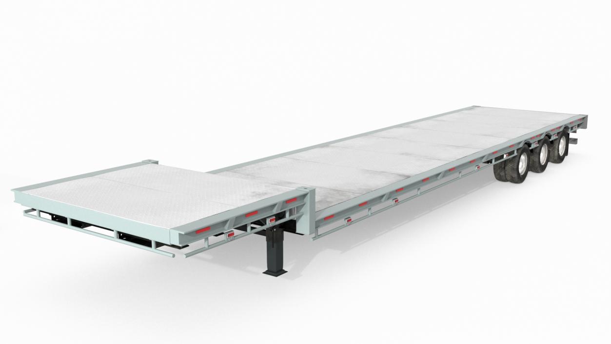 Freight Truck with Flatbed Semi Trailer 3D model