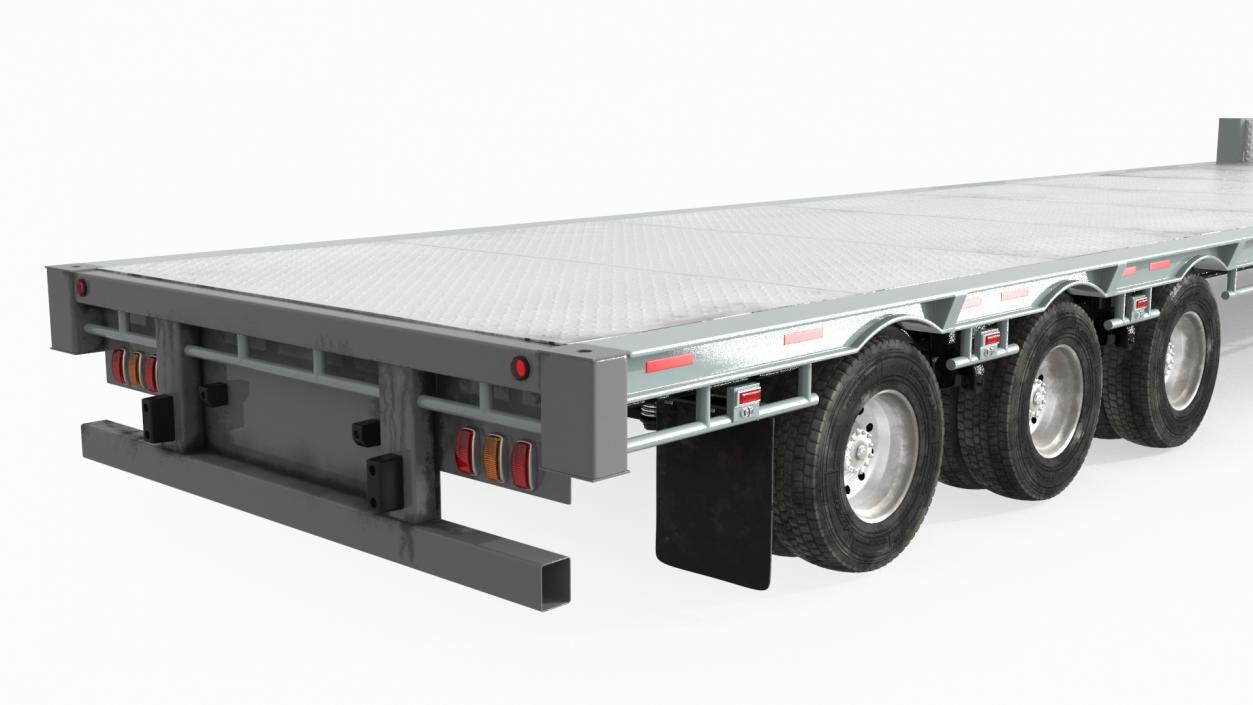 Freight Truck with Flatbed Semi Trailer 3D model