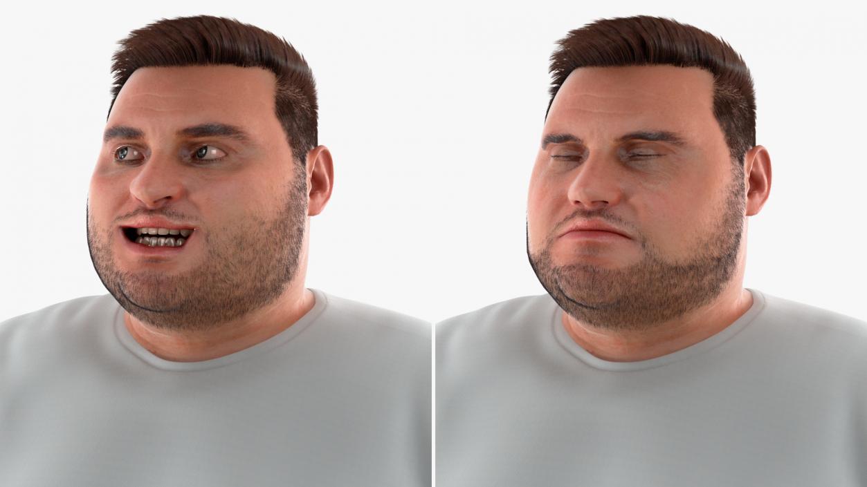 3D Fat Man Fur Rigged model