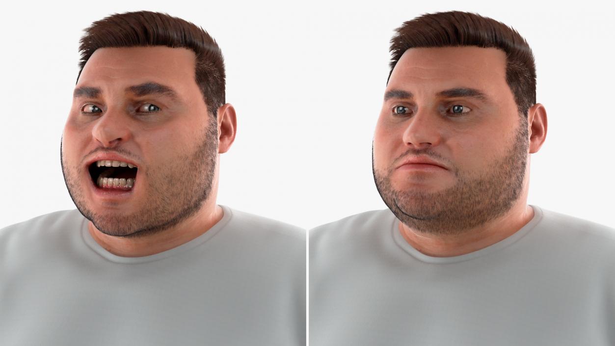 3D Fat Man Fur Rigged model