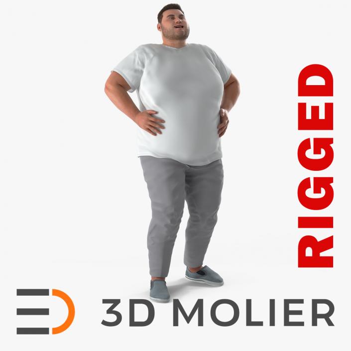 3D Fat Man Fur Rigged model