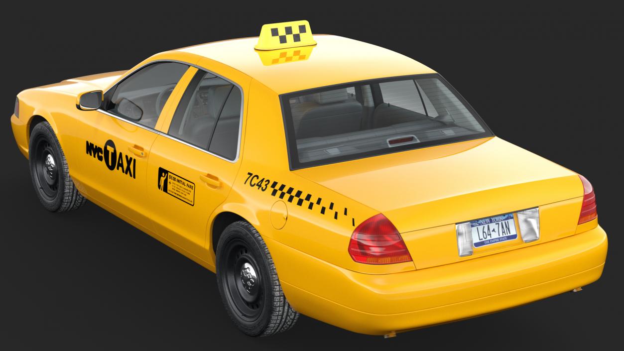 3D Ford Crown Victoria Yellow Taxi 2011