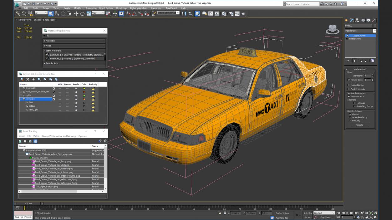 3D Ford Crown Victoria Yellow Taxi 2011