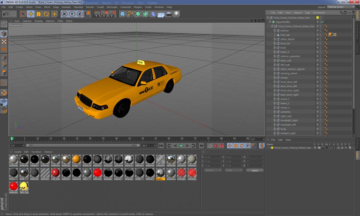 3D Ford Crown Victoria Yellow Taxi 2011