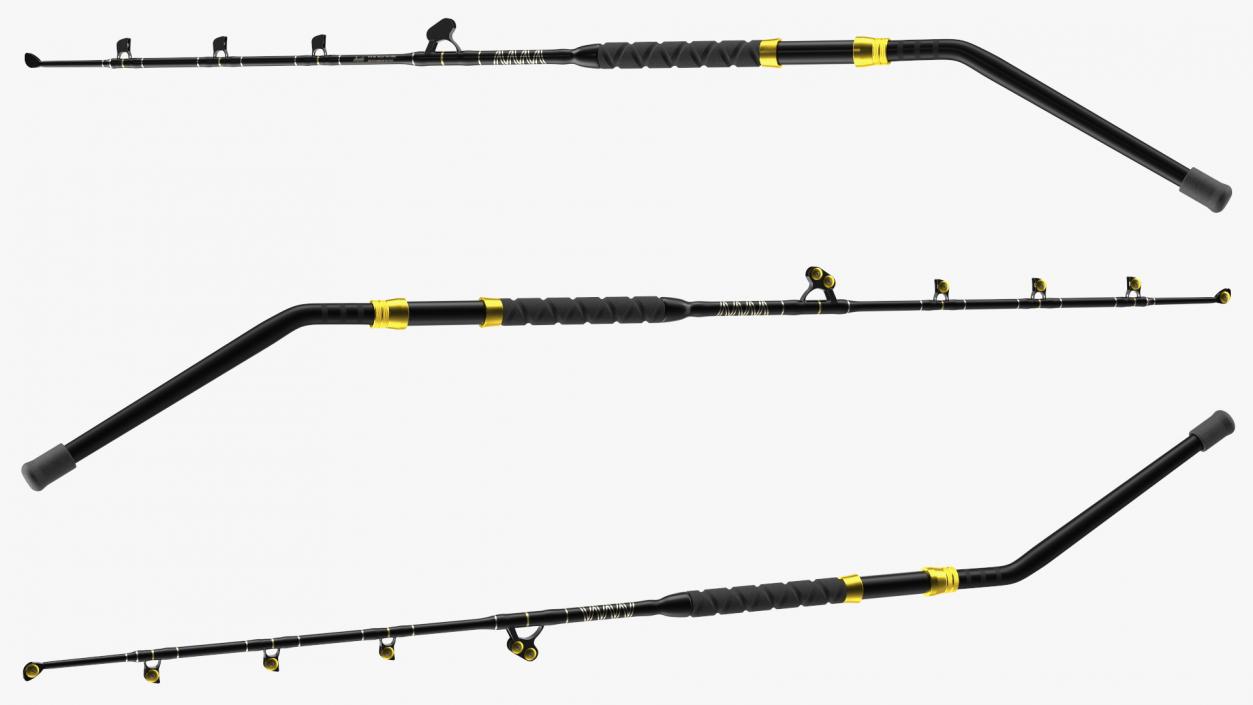 Bent Butt Short Dredge Fishing Rod Blue Marlin Tournament 3D