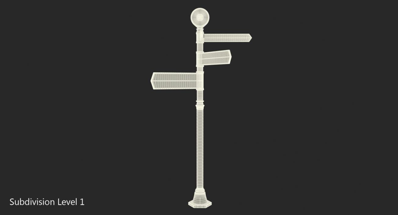 Blank Four Way Signpost Black 3D model