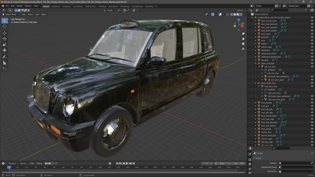 London Black Cab Taxi Simple Interior 3D