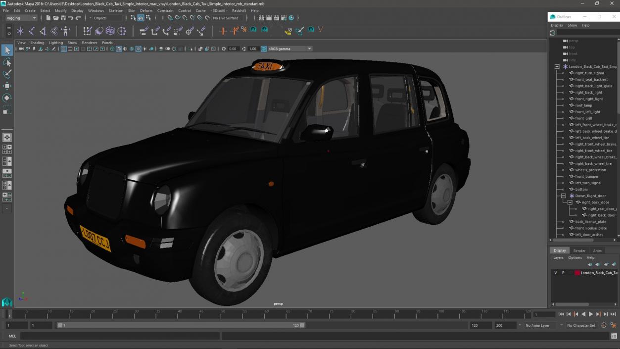 London Black Cab Taxi Simple Interior 3D