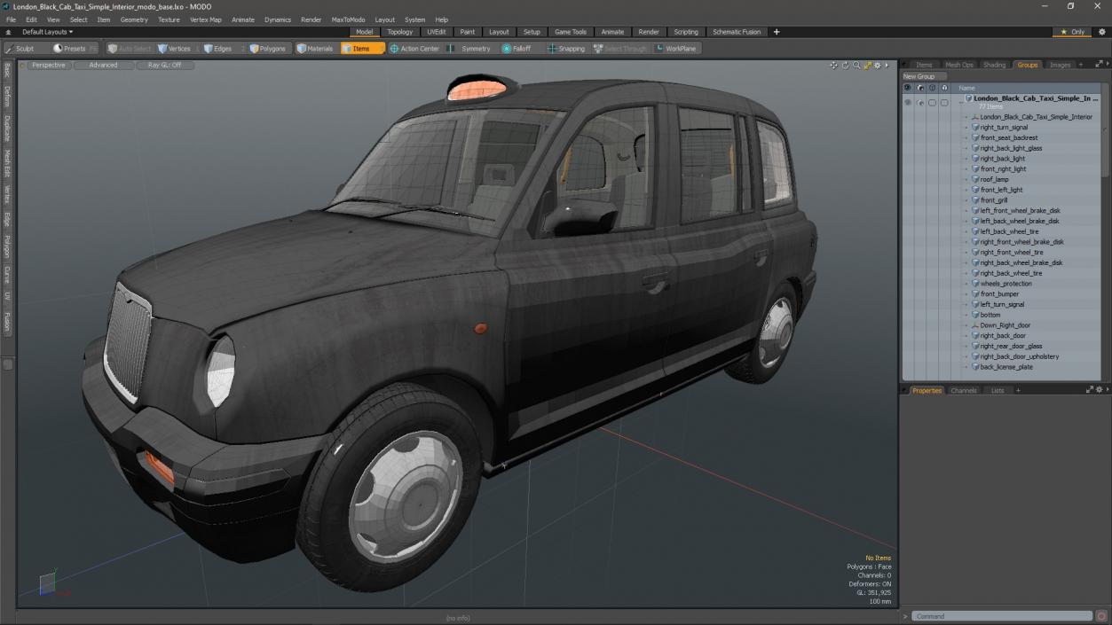 London Black Cab Taxi Simple Interior 3D