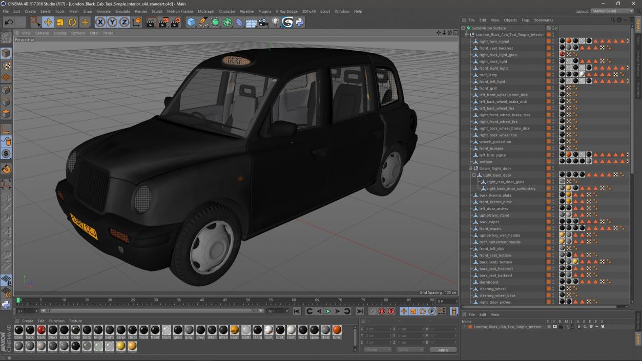 London Black Cab Taxi Simple Interior 3D