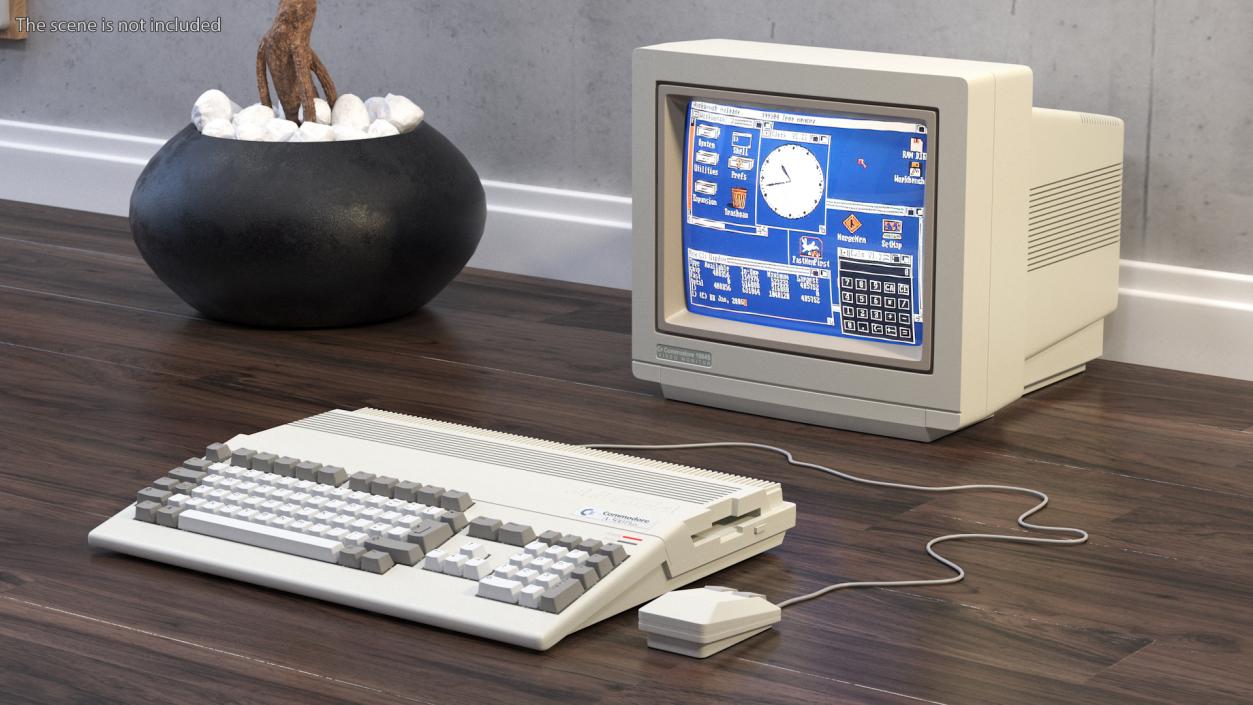 3D Commodore Amiga 500 Computer with Monitor