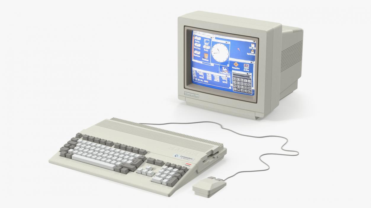 3D Commodore Amiga 500 Computer with Monitor