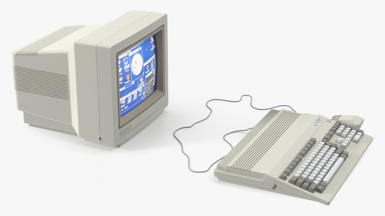 3D Commodore Amiga 500 Computer with Monitor