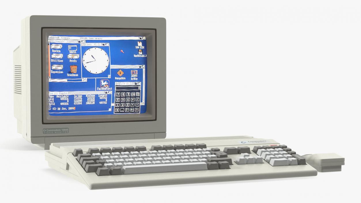 3D Commodore Amiga 500 Computer with Monitor