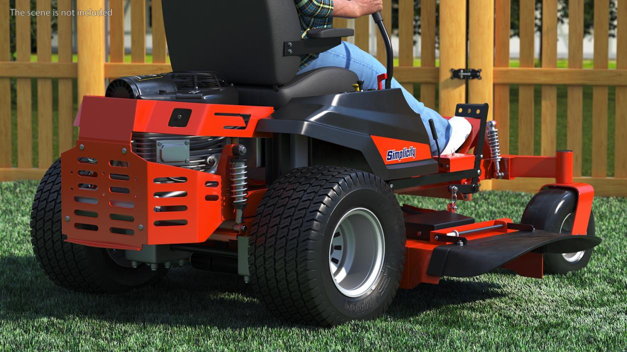 Elderly Man on Simplicity Lawn Mower Fur Rigged 3D