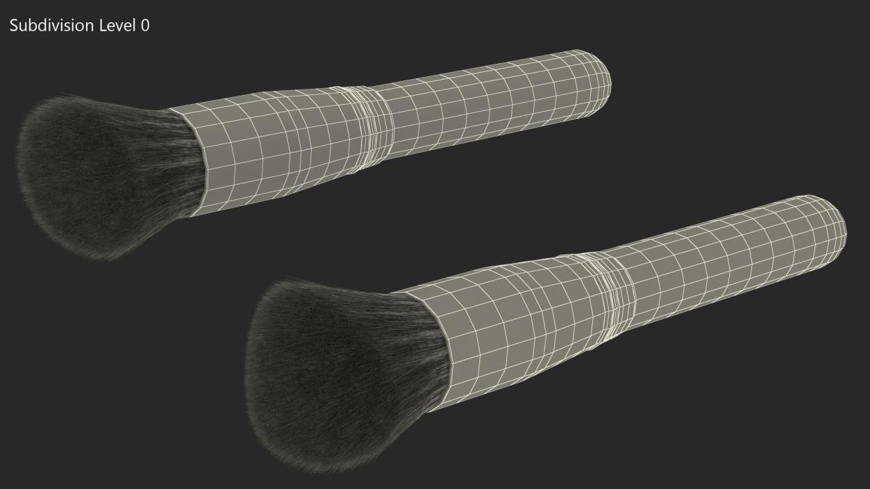 Angled and Flat Angled Makeup Brush Fur 3D model