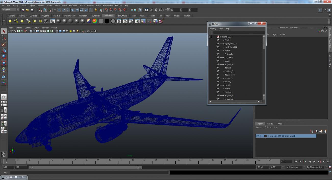 3D model Boeing 737-600 United Airlines