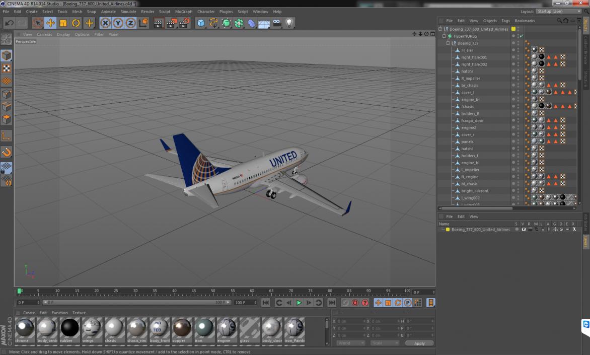 3D model Boeing 737-600 United Airlines