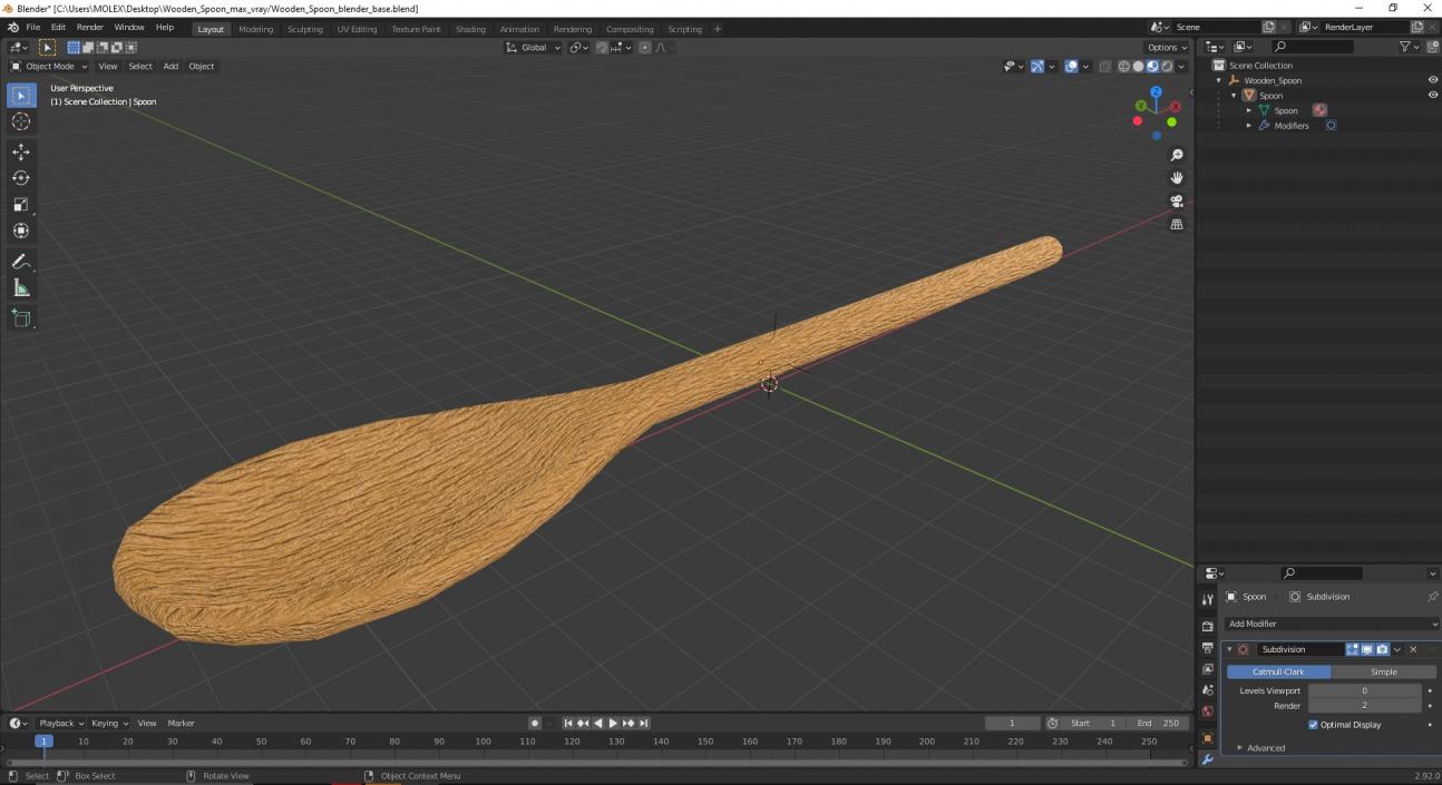 Wooden Spoon 2 3D model