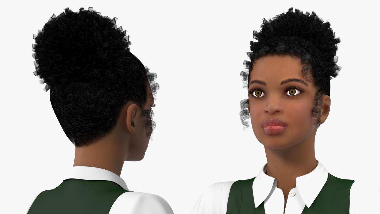 Light Skin Young Black Female Student T Pose 3D model