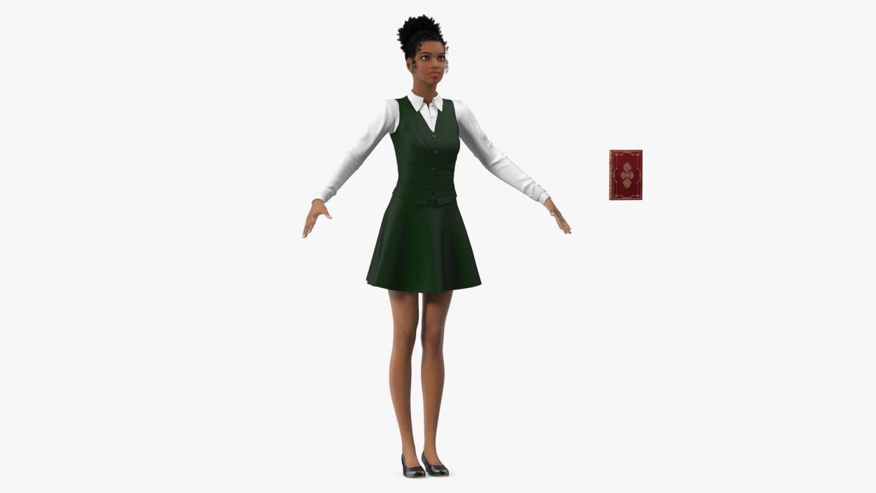 Light Skin Young Black Female Student T Pose 3D model