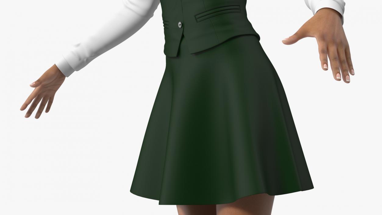 Light Skin Young Black Female Student T Pose 3D model