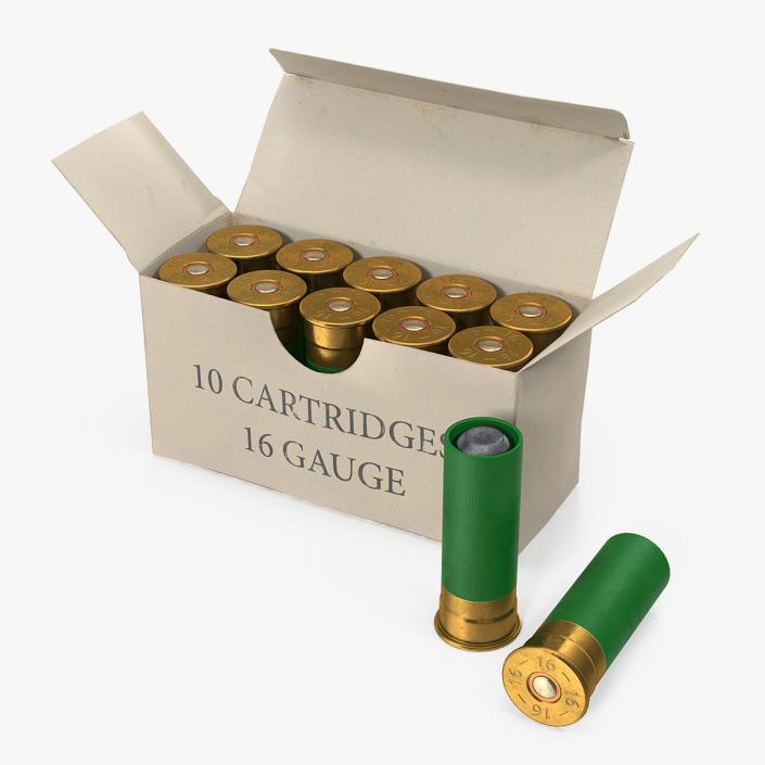 3D model Box of 16 Gauge Shotgun Shells