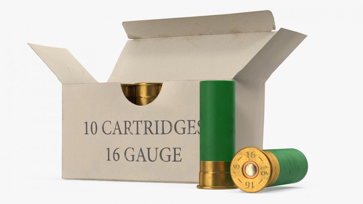 3D model Box of 16 Gauge Shotgun Shells