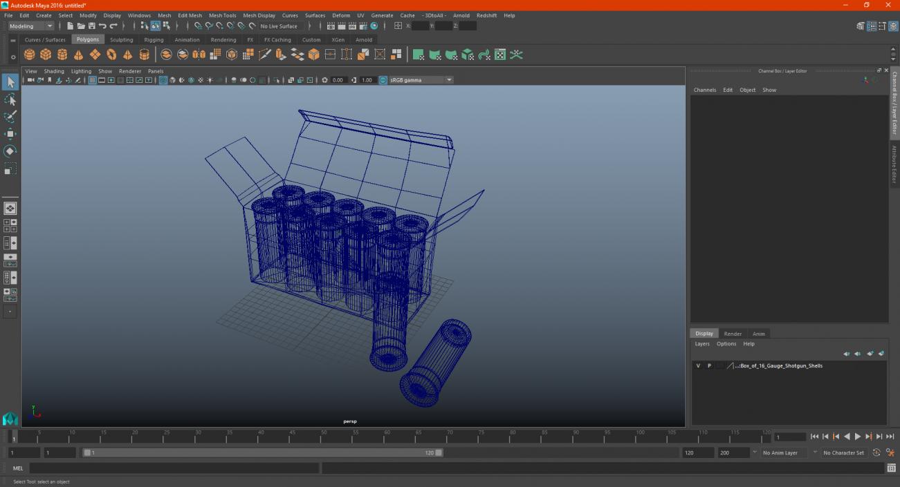 3D model Box of 16 Gauge Shotgun Shells