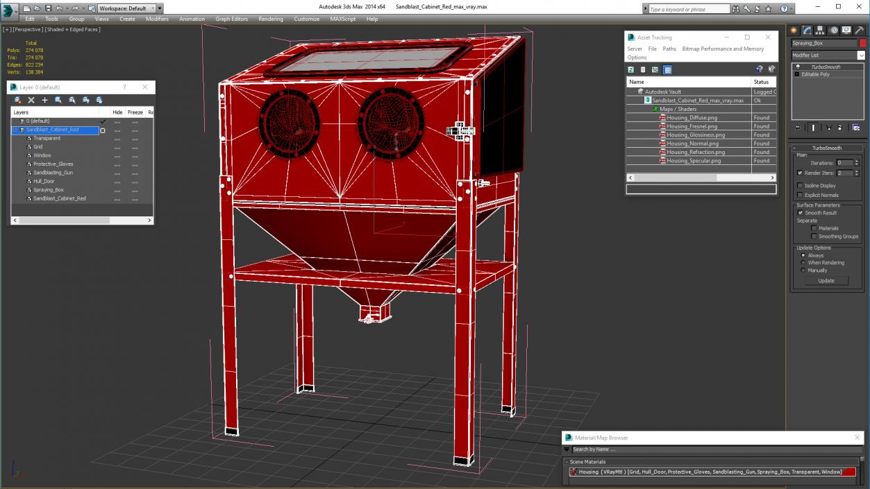 3D Sandblast Cabinet Red