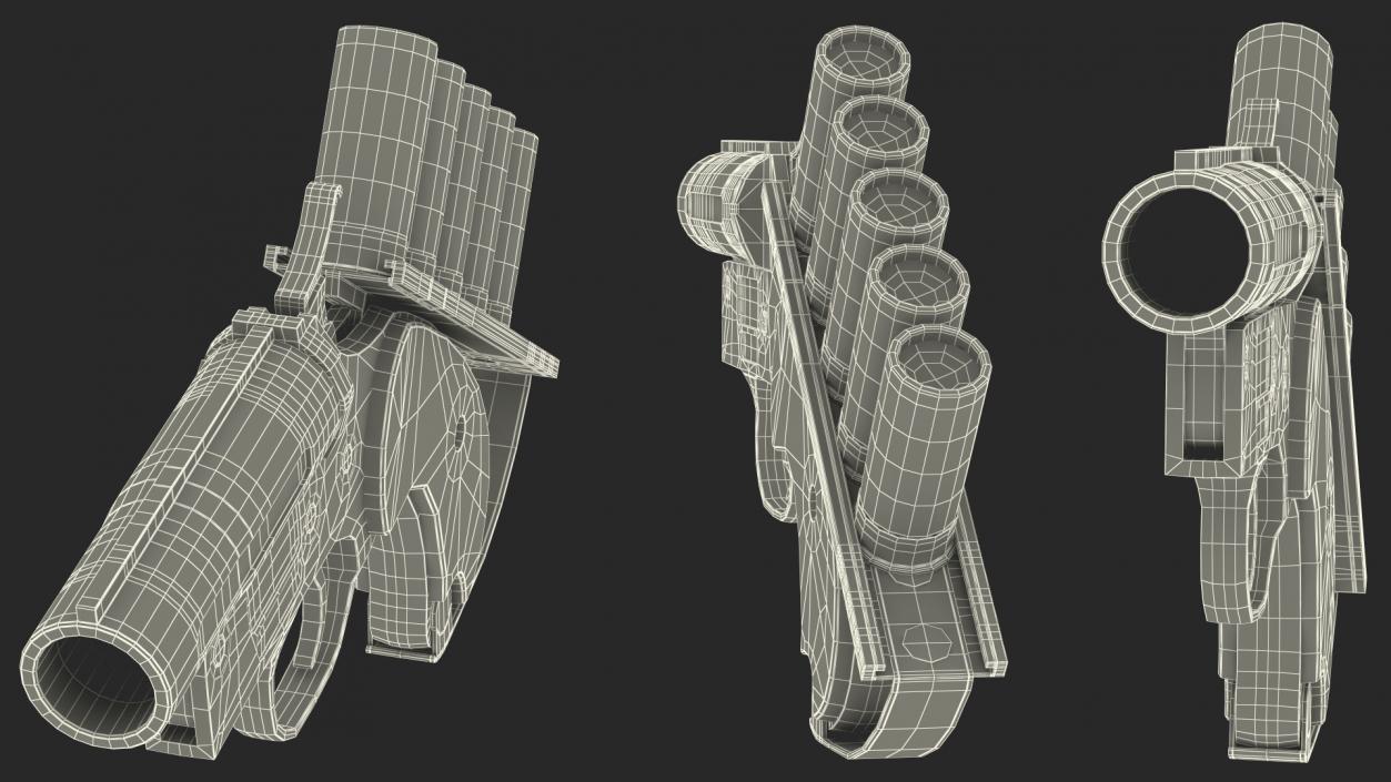 Signal Flare Launcher with 12 Gauge Aerial Flares 3D model