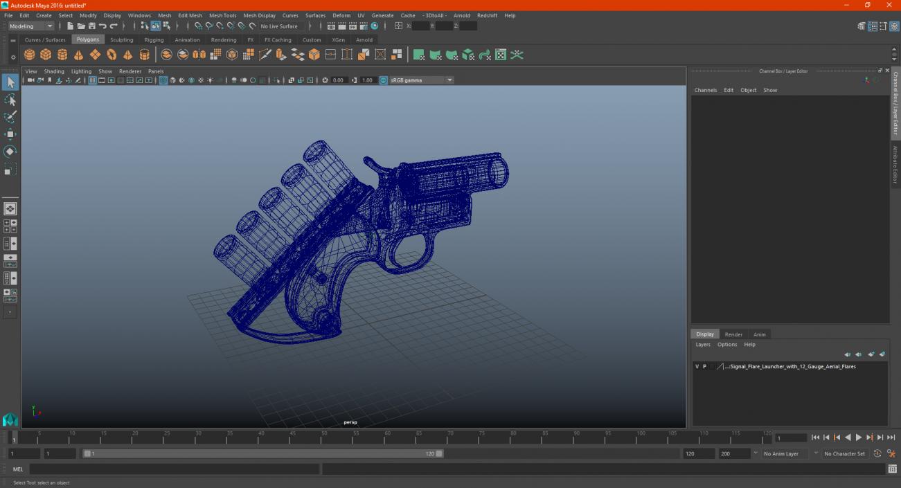 Signal Flare Launcher with 12 Gauge Aerial Flares 3D model