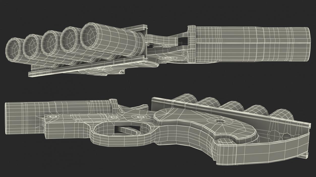 Signal Flare Launcher with 12 Gauge Aerial Flares 3D model