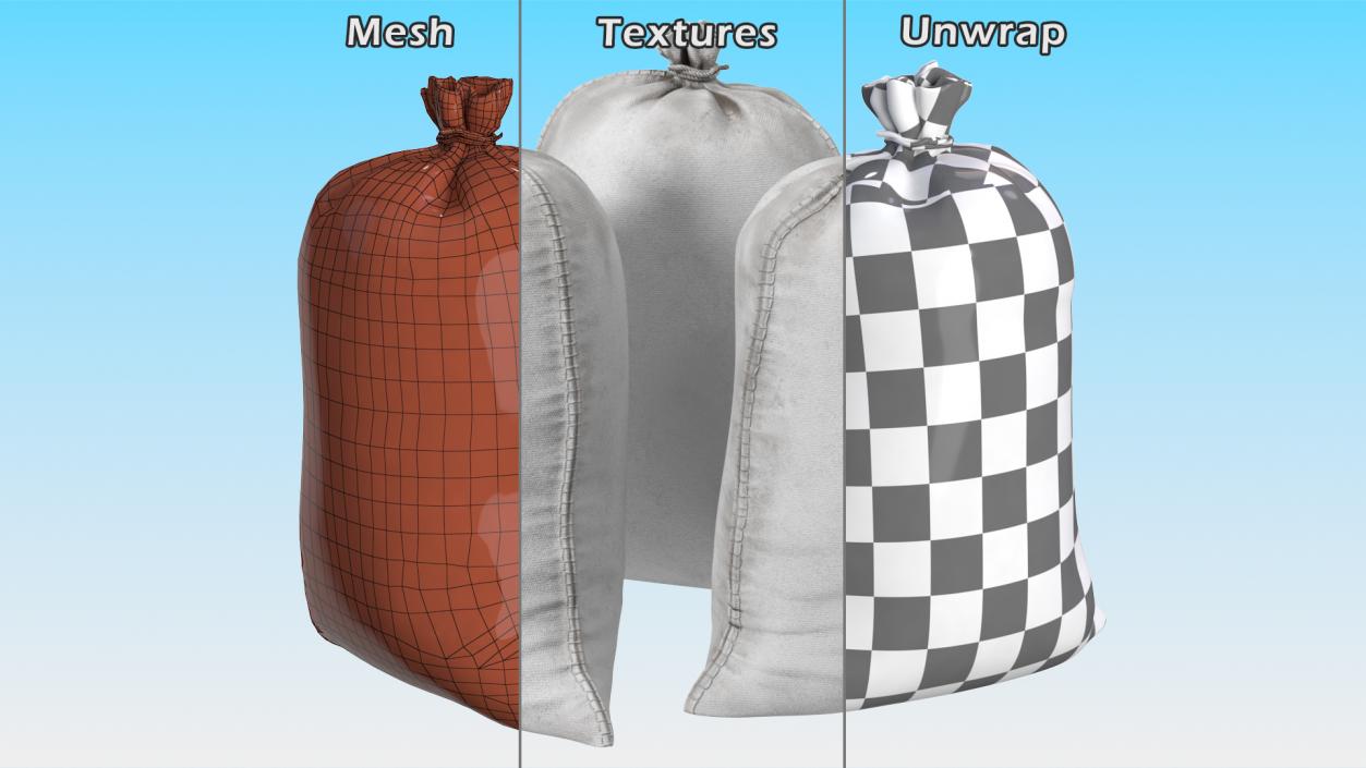 White Polypropylene Sandbags Dirty 3D model