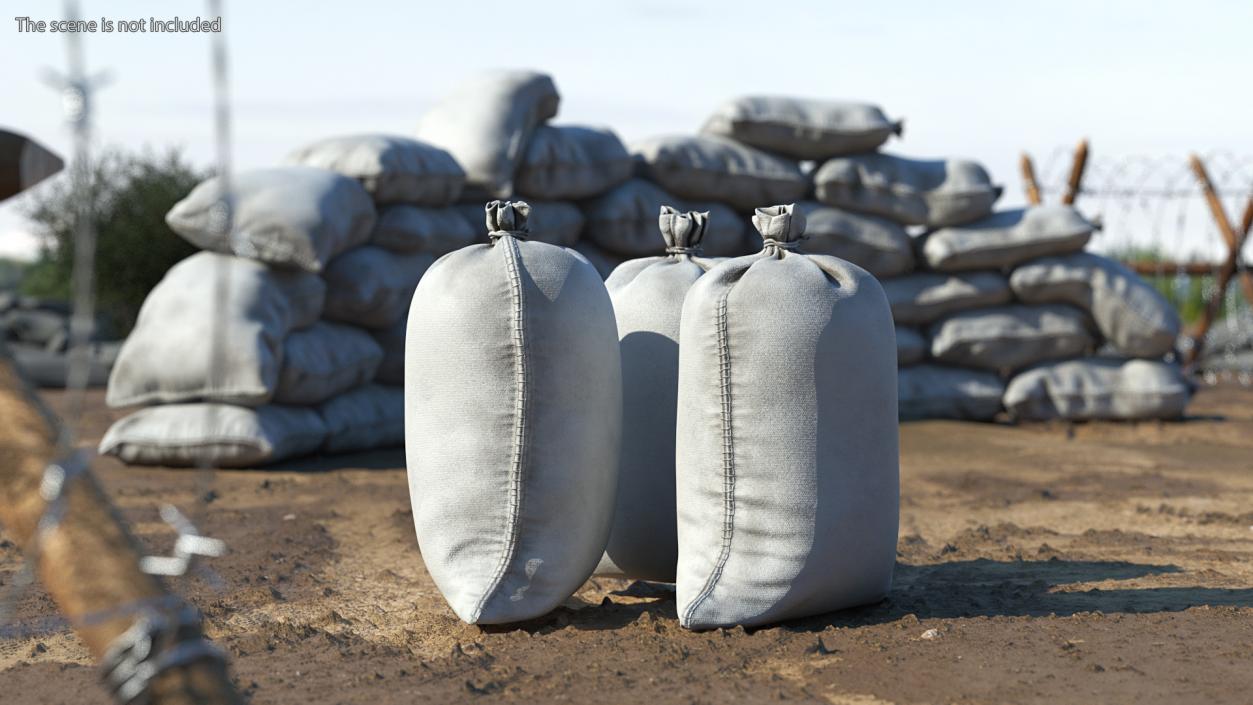 White Polypropylene Sandbags Dirty 3D model